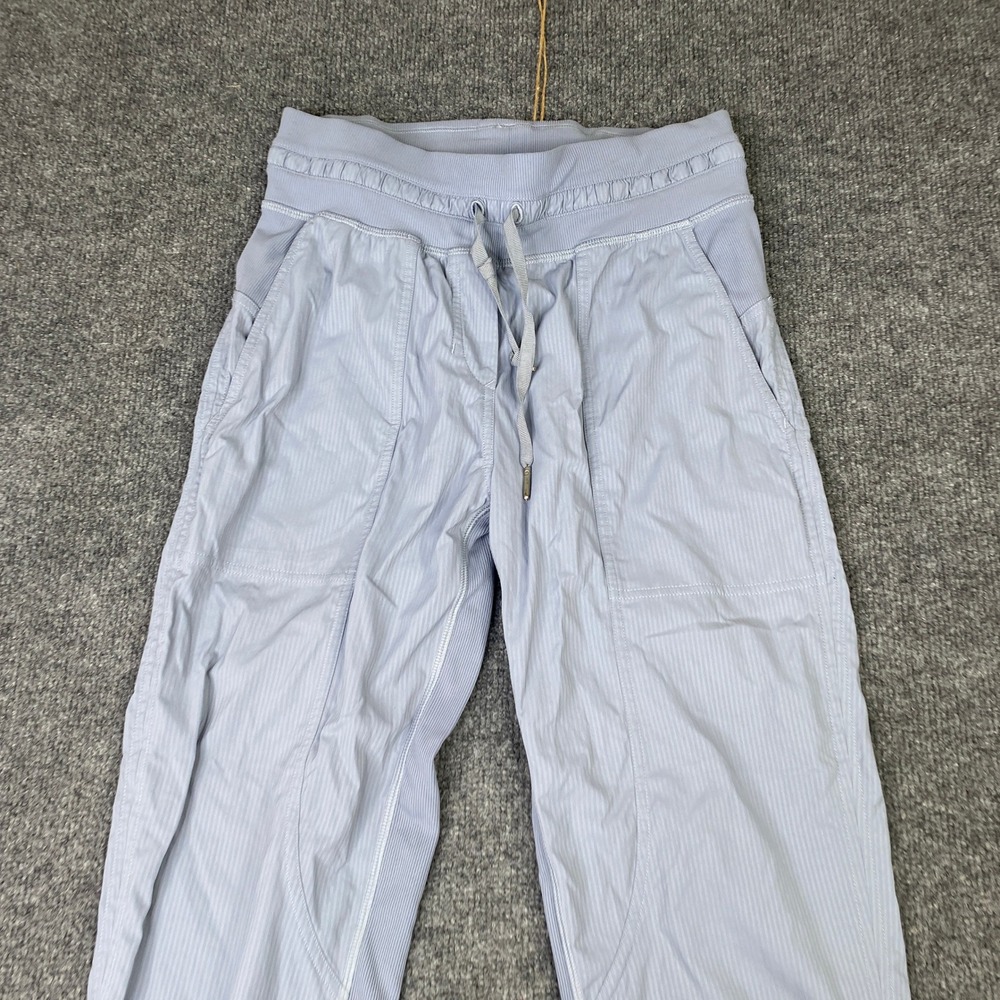 Lululemon Dance Studio Crop Pants Blue Pinstripe Seersucker Size 4 Joggers - Picture 2 of 6
